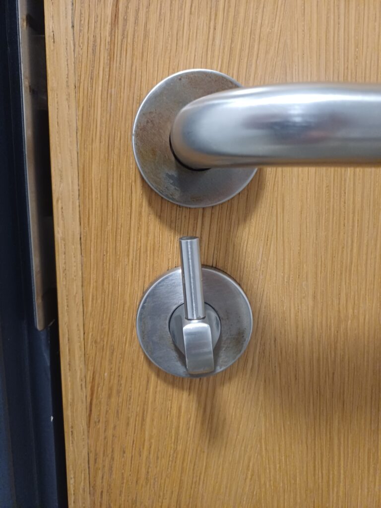 Fire door hinges locks and latches for fire door inspection and fault finding