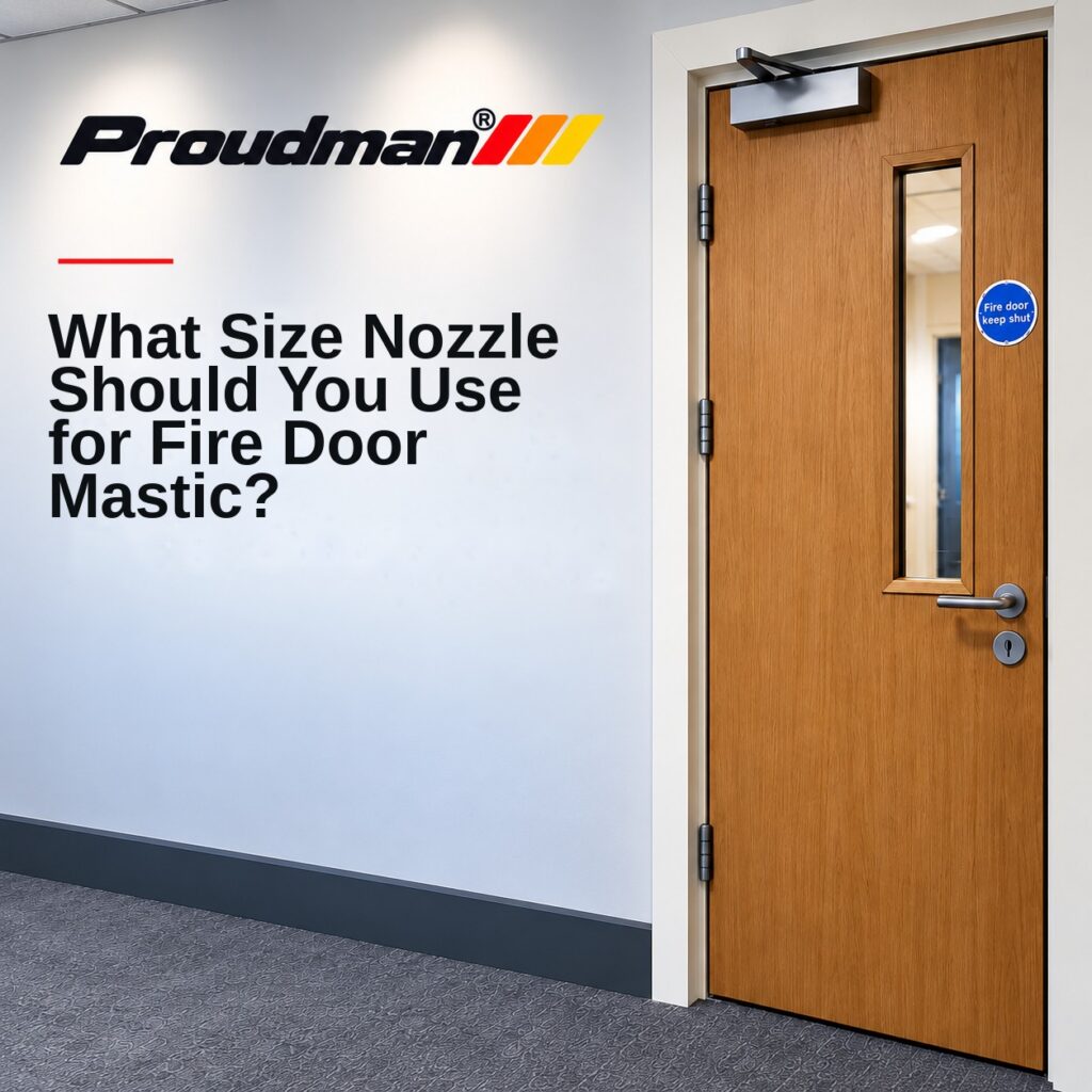 Choosing a nozzle size for fire door mastic