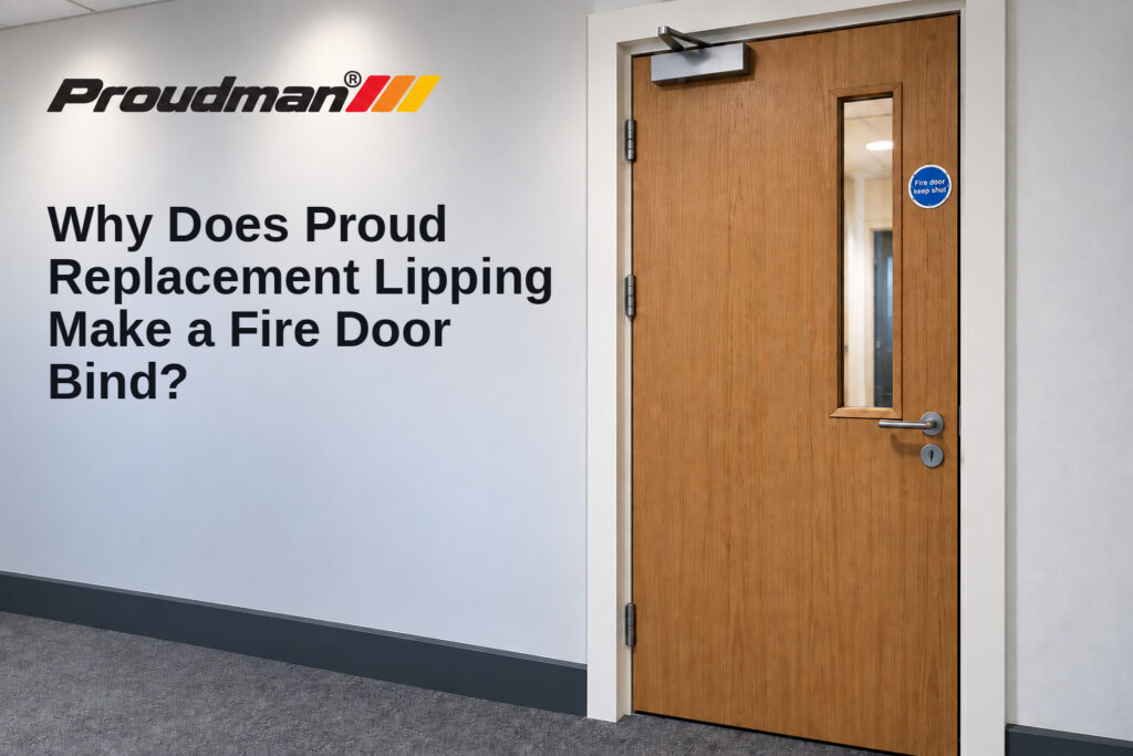 Fire door with proud replacement lipping causing binding