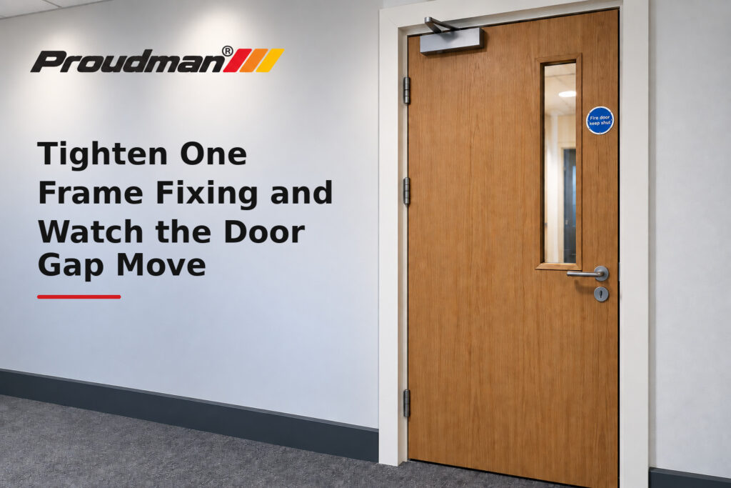 Tighten One Frame Fixing and Watch the Door Gap Move - fire door guidance from Proudman Fire Systems