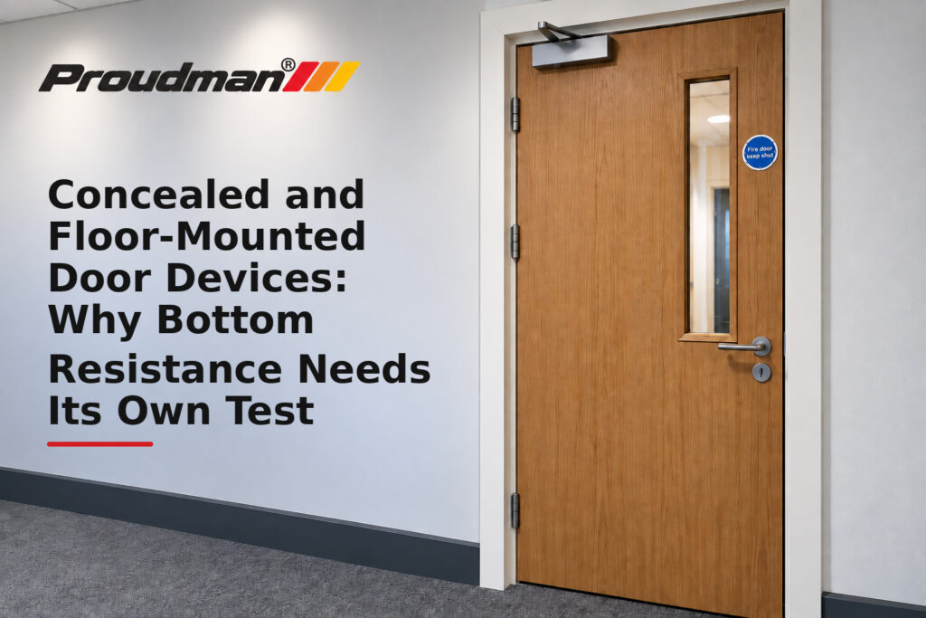 Concealed and Floor-Mounted Door Devices: Why Bottom Resistance Needs Its Own Test - fire door guidance from Proudman Fire Systems
